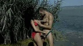 Pervert dude spies on Ursula while she is fucking outdoor