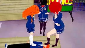 Seductive Anime Girls Tease Dominate with Sensual Oral and Foot Play