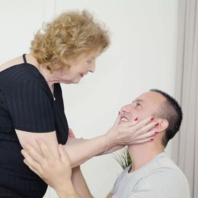 Grandma shows what hungry sex is to boy