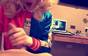 SS Harley Quinn crossdresser, sucks cock and balls part 1