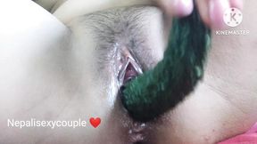 Maya enjoys a dirty solo session with bitter gourd in her pussy&#x270C;
