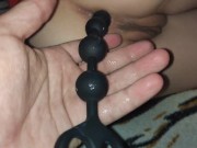 Long anal beads deep in teen girl ass. Deep anal training. Gonzo. 60fps.