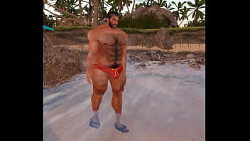 big cam heyward and his giant bulge at the beach