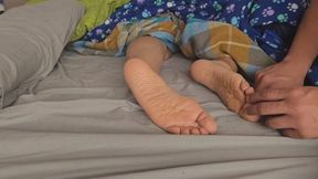 Candid sleepy foot massage #1
