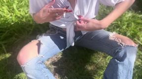 open blouse, smoking too sexy