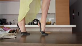 Amber - Black And Leather Half Ballet Shoes - Full