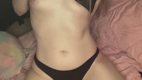 Hot girl on house arrest teasing playing with her tits