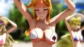 3D Hentai Bicini Babe DancesErotically With Seductive Poker Face