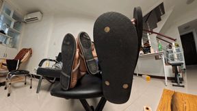 Male and female giant human footprints with smelly feet displayed in VR 360 degree view