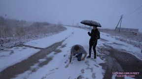 JANE and RADA - Snowfall, fresh air and stupid idiot for humiliation! (4K)