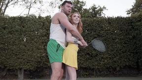 ”Huge dick horny tennis trainer fucks his new ginger teen college girl”