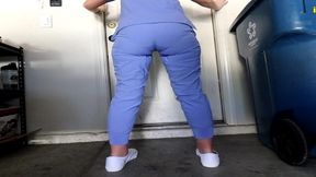 nurse constance pissing her nurse uniform scrubs