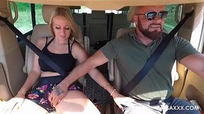 Sex-prelude In Car Ends Up With a Hot Blowjob On the Wild Beach Performed By a Busty Blonde