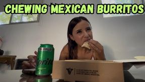 Chewing Mexican burritos