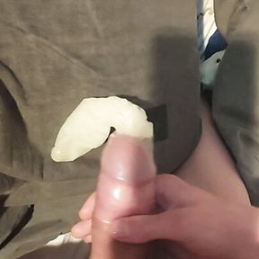 Cumming in condom with frozen cum