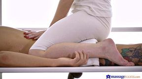 Intimate orgasms on the milking table