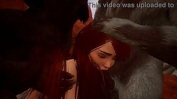Redhead Sonia gets fucked by ancient Goatman