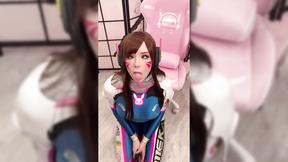 ”Babe Cosplay D.Va from Overwatch & Sucks Prick till Facial”