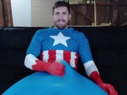 Captain America strips and cums