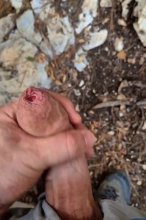 Phimosis Daddy Public. Stroking Slow, Precum Everywhere