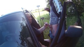 We Arrived with a Friend in a Car to the Park Where She Sucks My Dick and Swallows Thick Cum
