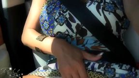 Rachel car masturbation in sun dress