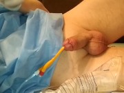 insert 18FR catheter and small sounding play