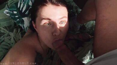 blue eyed babe gets fucked in pov and covered in cum