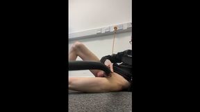 Skinny Bald Man Using A Hoover To Get A Nice Blowjob