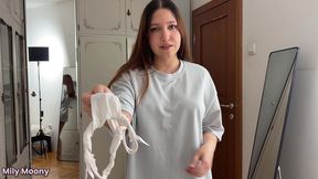 pov caught sniffing stepsister s panties and made jerk off for her