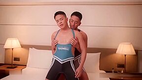 Asian Wrestlers Fuck In Their Singlets