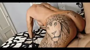 Tattooed female with big butt ready to eat cock and get her holes burst