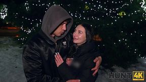 Slim Brunette Cutie Emma Evans Cucks Her BF, Pleasing a Generous Stranger With BJ & Sex On X-mas Eve