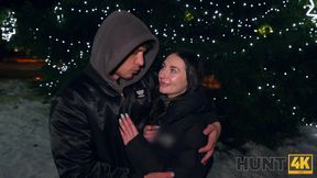 Slim Brunette Cutie Emma Evans Cucks Her BF, Pleasing a Generous Stranger With BJ & Sex On X-mas Eve