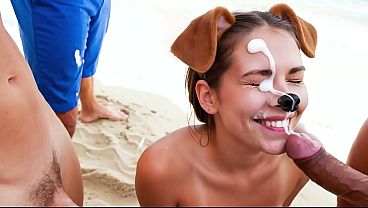 Brachgoear brunette euphoric over a sex with random guys during her spring break - AI Interactive Video