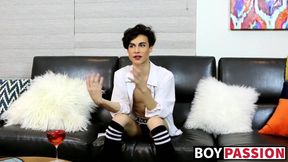 Gorgeous guy Greco Rai spills a load out after masturbating