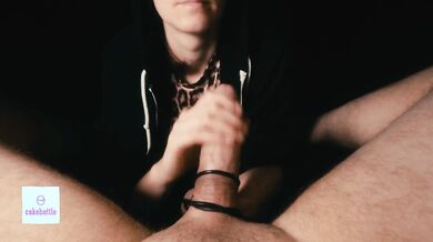 Hoodie cutie teases your tied up cock with leopard top until you're fully drained ASMR POV