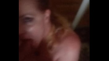 Nasty milf sucking my balls.