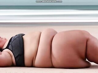 HEAVY Ebony Amazon SSBBW with rippling flesh everywhere (Solo, AI-Generated, M185 1)