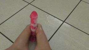 Foot fetish JOI feet dildo wank with oil