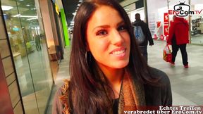 German amateur latina teen public pick up in shoppingcenter and POV fuck with huge cum loads