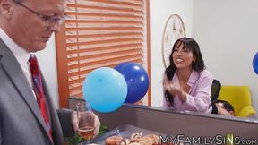 Compact tattooed babe Vanessa Sky gets her ass pounded at the office