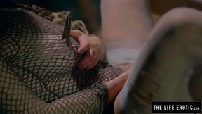 Girl is chained in a dirty basement masturbating with bottle