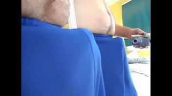 jackmeoffnow blue shorts pulled down big balls &amp_ cock out mirror play - [5-30-16-122]