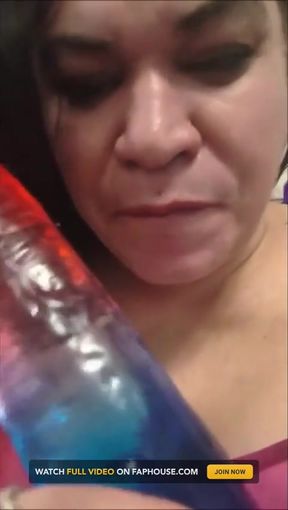 Huge Red White and Blue Dildo