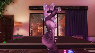 Table dancing babe gushes under dirty VRChat ass