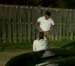 Hot Milf Rose gets plowed outside and on her car at night