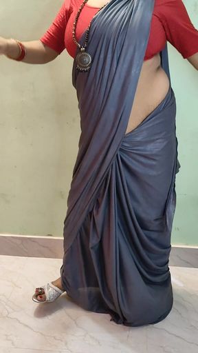 Indian bbw wife Saree blouse peticot nude dance
