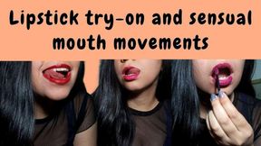 Lipstick try-on and sexy mouth movements