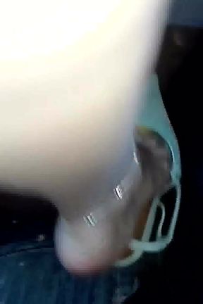 Pedal Pumping in Light Blue High Heeled Sandals and Anklet
